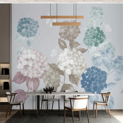 Modern Hydrangea Flowers Wallpaper Wall Mural Home Decor