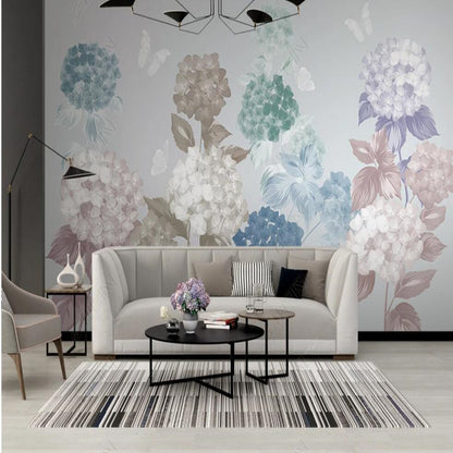 Modern Hydrangea Flowers Wallpaper Wall Mural Home Decor
