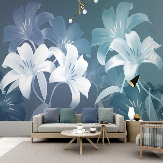 Modern Minimalist Lily Floral Flowers Wallpaper Wall Mural Home Decor