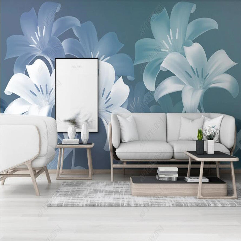 Modern Minimalist Lily Floral Flowers Wallpaper Wall Mural Home Decor