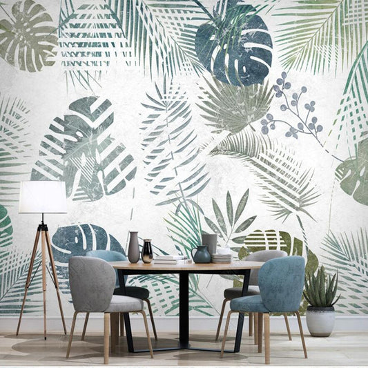 Minimalist Nordic Tropical Plant Banana Leaves Wallpaper Wall Mural Wall Covering