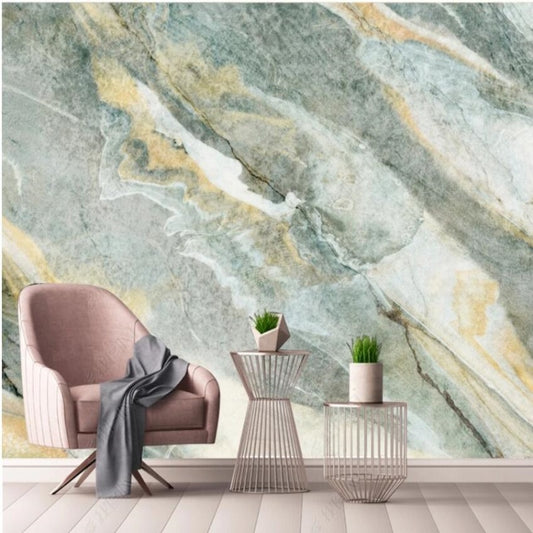 Modern Green and Yellow Marble Wallpaper Wall Mural Home Decor