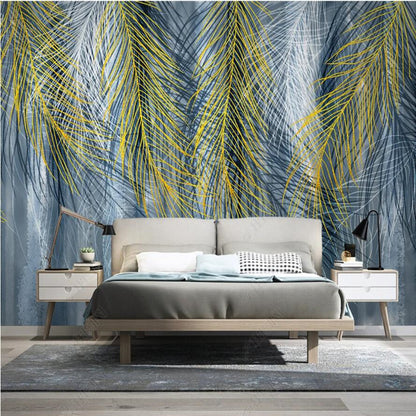 Nordic Modern Minimalist Tropical Palm Leaves Retro Wallpaper Wall Mural Wall Covering
