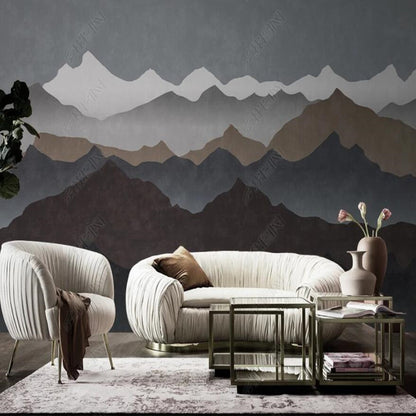 Original Modern Minimalist Abstract Scenic Mountains Landscape Wallpaper Wall Mural Home Decor
