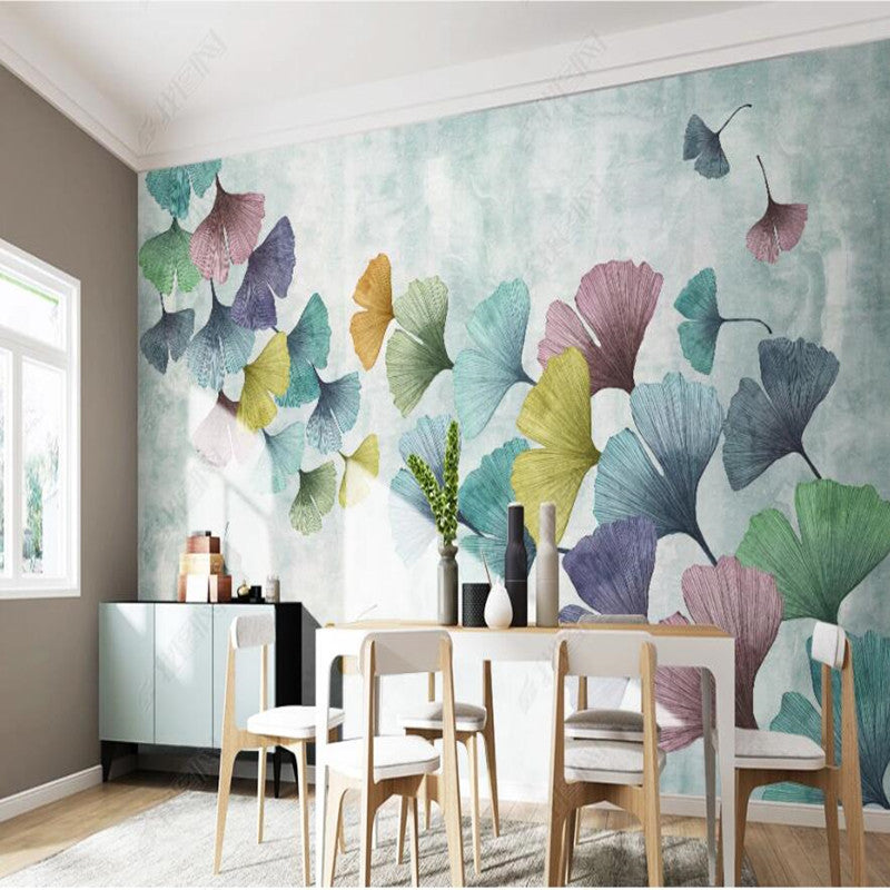 Nordic Modern Minimalist Ginkgo Leaf Wallpaper Wall Mural Wall Covering