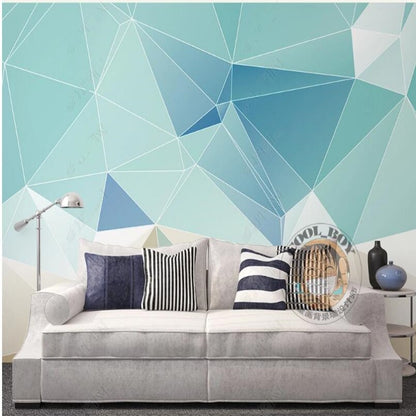 Simple Blue and Green Geometry Wallpaper Wall Mural Home Decor