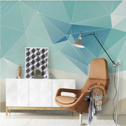 Simple Blue and Green Geometry Wallpaper Wall Mural Home Decor