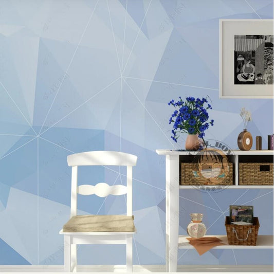 Simple Light Blue Geometry Wallpaper Wall Mural Home Decor