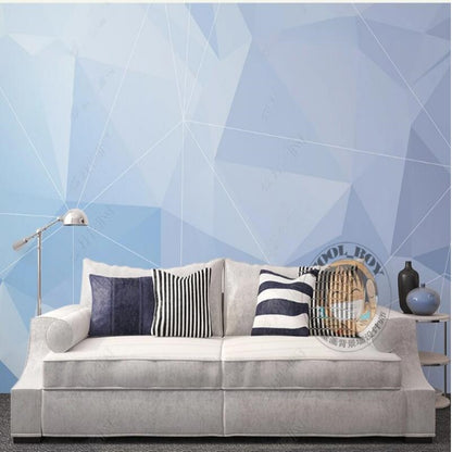 Simple Light Blue Geometry Wallpaper Wall Mural Home Decor