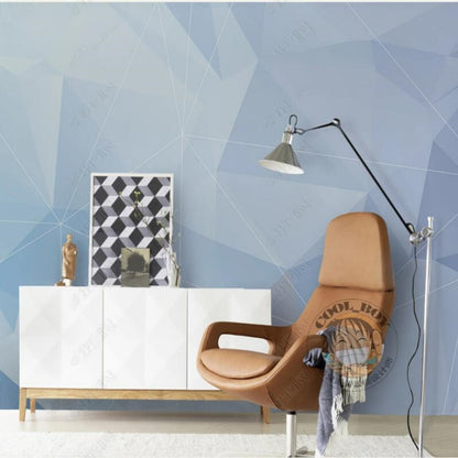 Simple Light Blue Geometry Wallpaper Wall Mural Home Decor