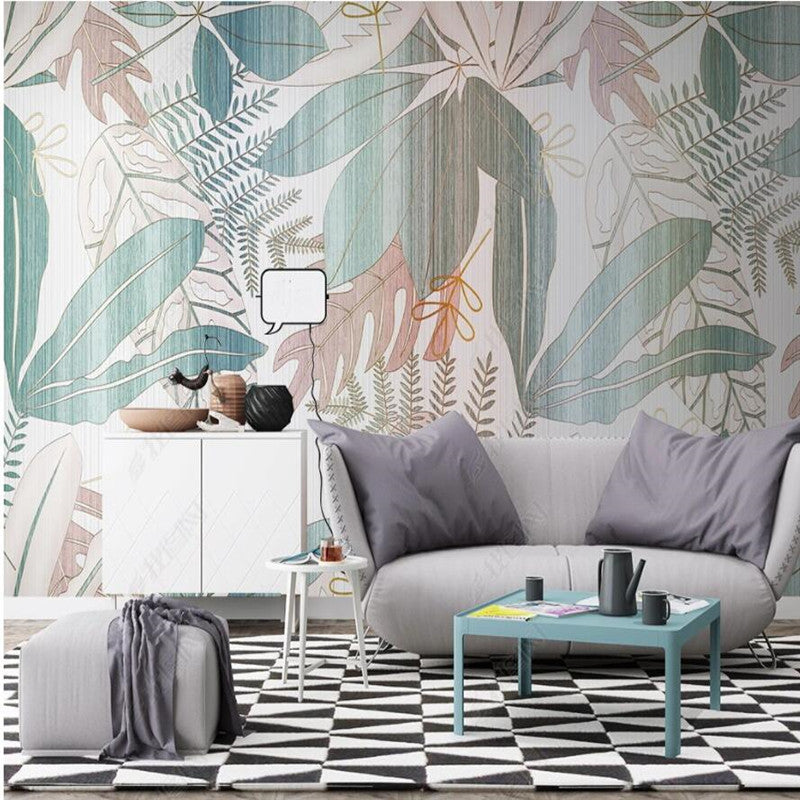 Original Modern Minimalist Nordic Tropical Plant Leaves Leaf Wallpaper Wall Mural Wall Covering