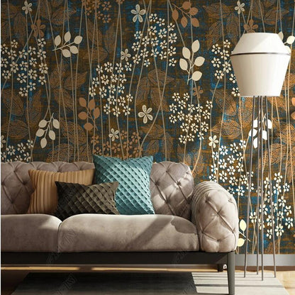 Modern Minimalist Floral Lines Plants Wallpaper Wall Mural Home Decor