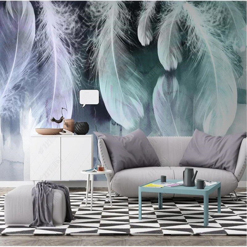 Nordic Abstract Ink Feather Modern Simplicity Feathers Wallpaper Wall Mural Home Decor