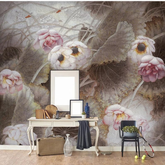 Pink Lotus Wallpaper Wall Mural Home Decor