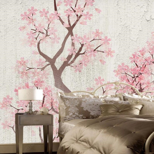 Pink Cherry Blossom Flowers Floral Wallpaper Wall Mural Home Decor