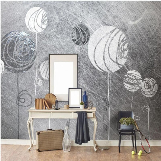 Grey Creative Hot-air Balloons Wallpaper Wall Mural Home Decor