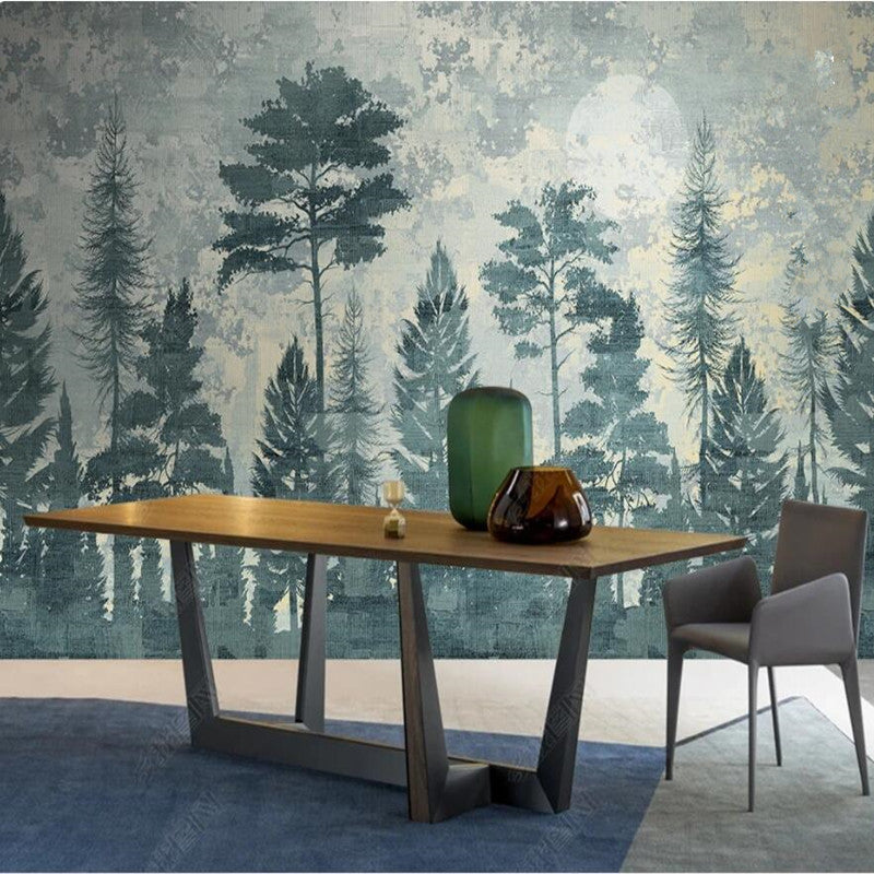 Original Nordic Pine Forest Wallpaper Wall Mural Home Decor