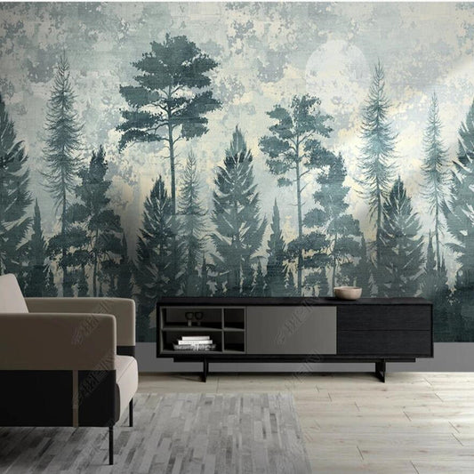 Original Nordic Pine Forest Wallpaper Wall Mural Home Decor