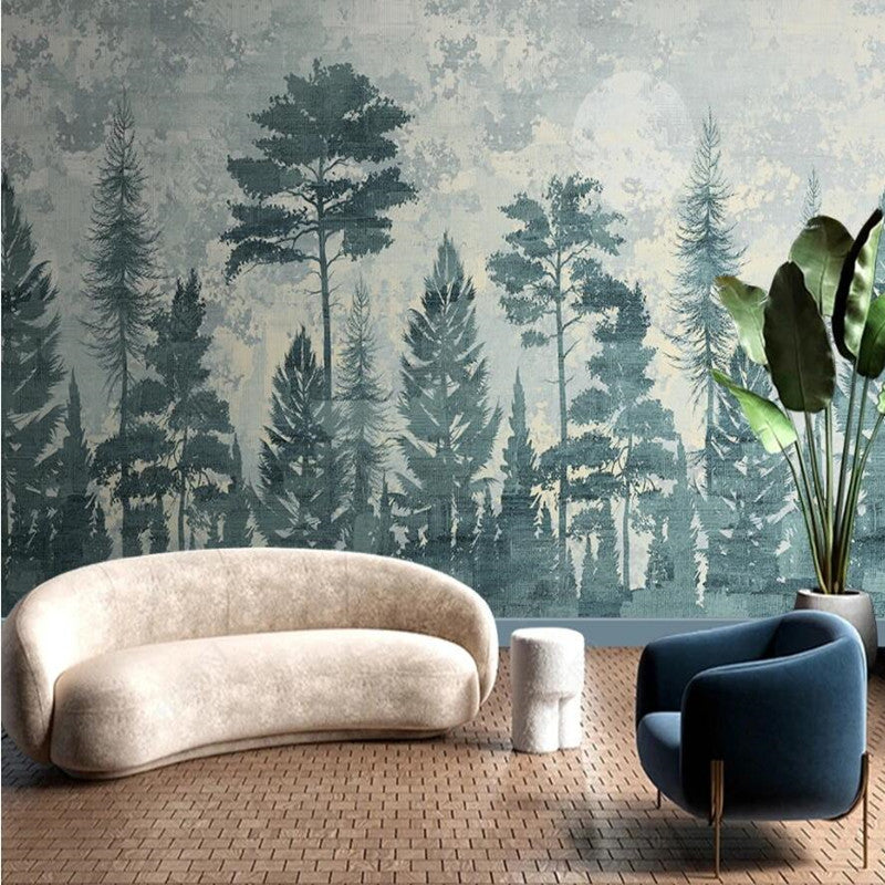 Original Nordic Pine Forest Wallpaper Wall Mural Home Decor