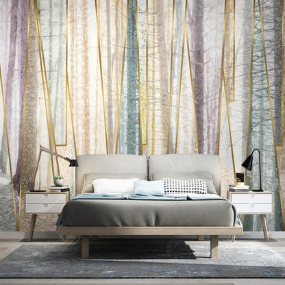 Nordic Trees Forest Geometric Lines Wallpaper Wall Mural Home Decor