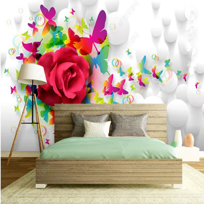 Roses Butterflies Flowers Floral Nursery Wallpaper Wall Mural Home Decor