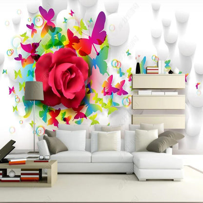 Roses Butterflies Flowers Floral Nursery Wallpaper Wall Mural Home Decor