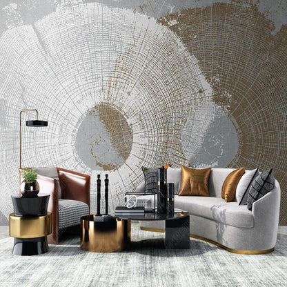 Original Nordic Vintage Tree Rings Wood Grain Gray Wallpaper Wall Mural