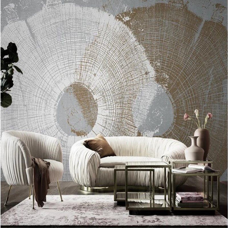 Original Nordic Vintage Tree Rings Wood Grain Gray Wallpaper Wall Mural