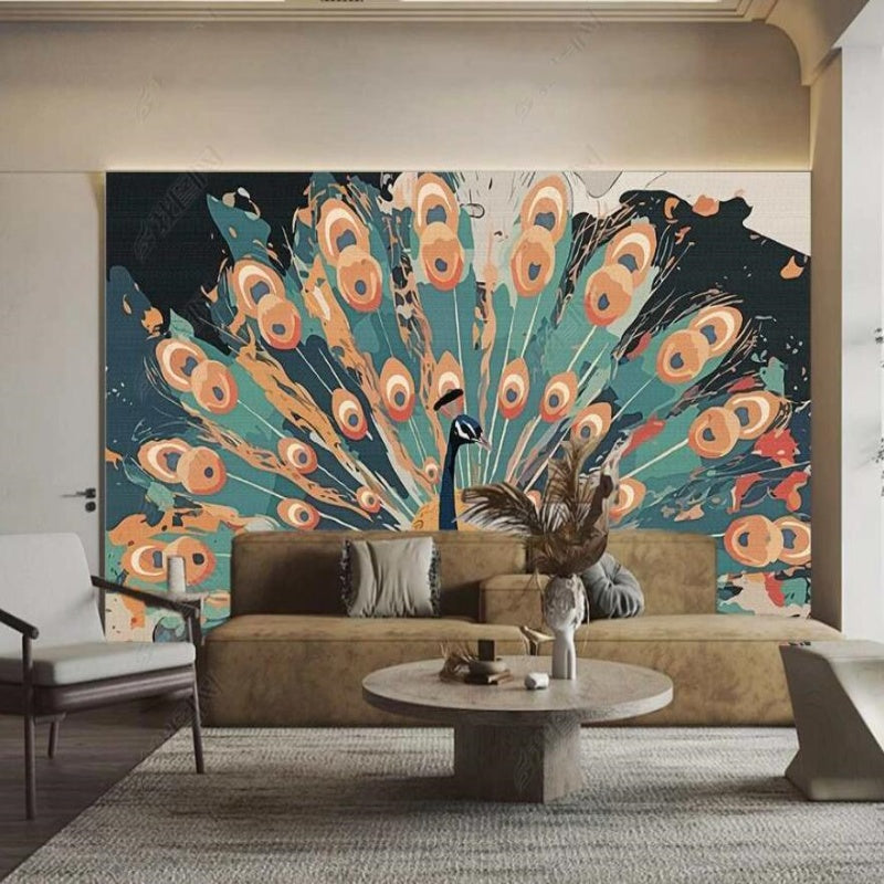 Colorful Peacock Wallpaper Wall Mural Home Decor