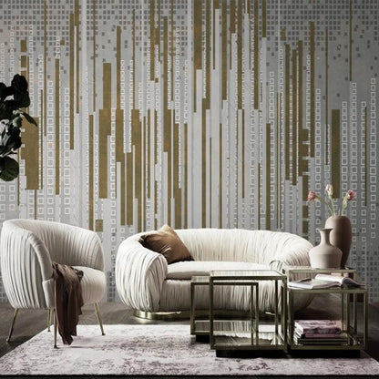 Original Modern Retro Geometric Grid Industrial Warm Gray Wallpaper Wall Mural Home Decor