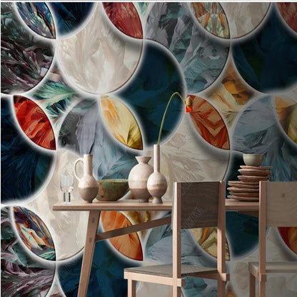 Original Modern Minimalist Abstract Geometric Circular Pattern Wallpaper Wall Mural Home Decor