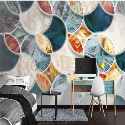 Original Modern Minimalist Abstract Geometric Circular Pattern Wallpaper Wall Mural Home Decor