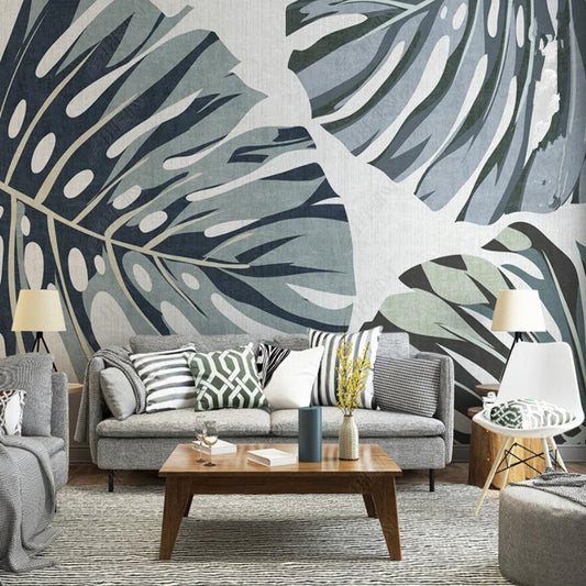 Modern Minimalist Tropical Plant Leaves Wallpaper Wall Mural Wall Covering