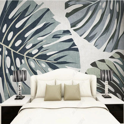 Modern Minimalist Tropical Plant Leaves Wallpaper Wall Mural Wall Covering