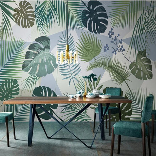 Modern Geometric Background Nordic Tropical Plant Leaves Wallpaper Wall Mural Wall Covering