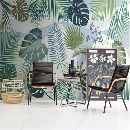 Modern Geometric Background Nordic Tropical Plant Leaves Wallpaper Wall Mural Wall Covering