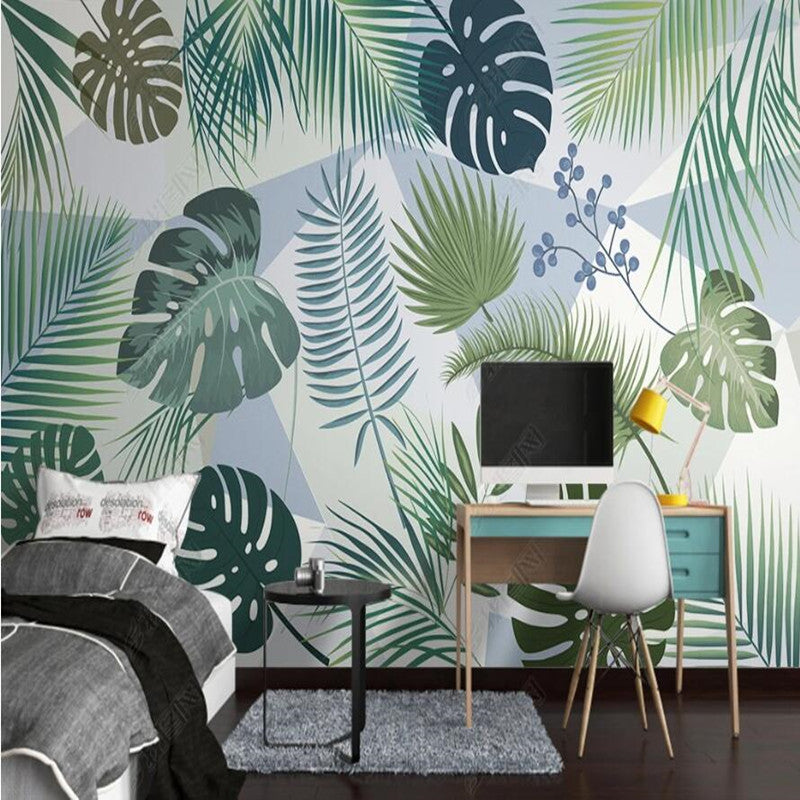 Modern Geometric Background Nordic Tropical Plant Leaves Wallpaper Wall Mural Wall Covering