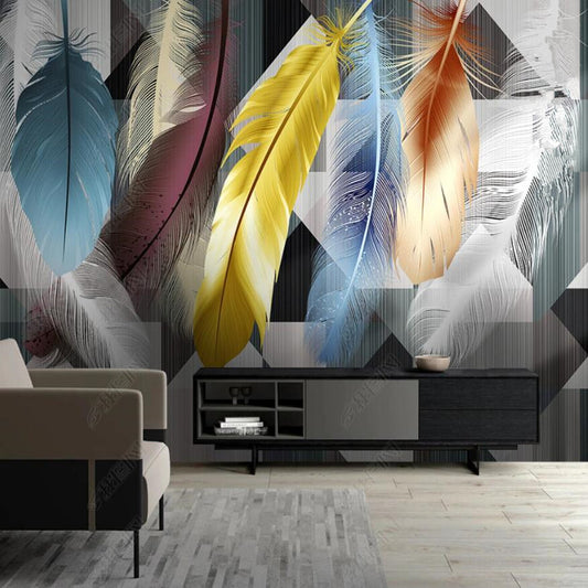 Modern Minimalist Abstract Geometric Feathers Wallpaper Wall Mural Home Decor