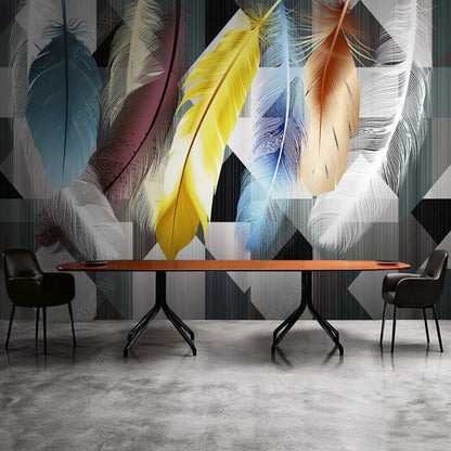 Modern Minimalist Abstract Geometric Feathers Wallpaper Wall Mural Home Decor