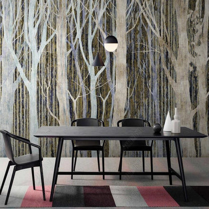 Original Nordic Modern Minimalist Retro Trees Forest Wallpaper Wall Mural Home Decor