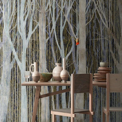 Original Nordic Modern Minimalist Retro Trees Forest Wallpaper Wall Mural Home Decor