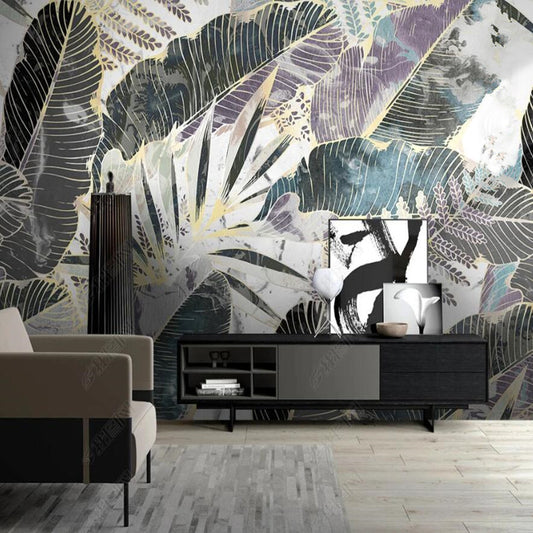 Original Nordic Tropical Plant Leaves Wallpaper Wall Mural Wall Covering