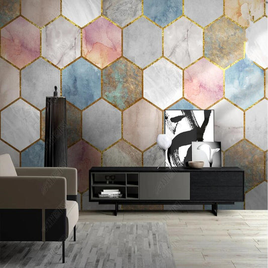 Original Modern Geometric Hexagons Wallpaper Wall Mural Home Decor