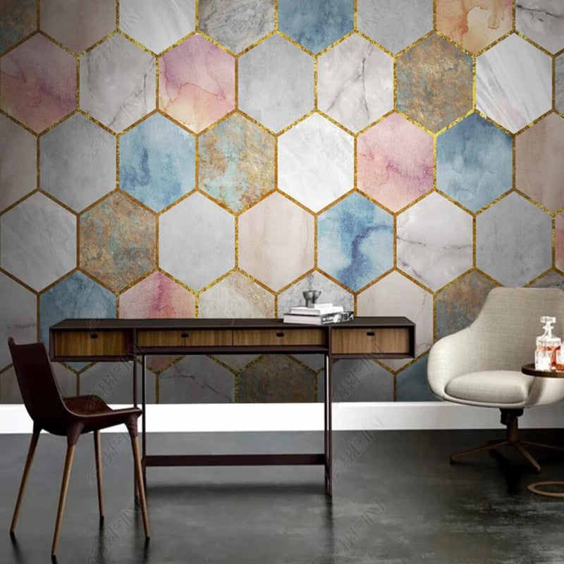 Original Modern Geometric Hexagons Wallpaper Wall Mural Home Decor