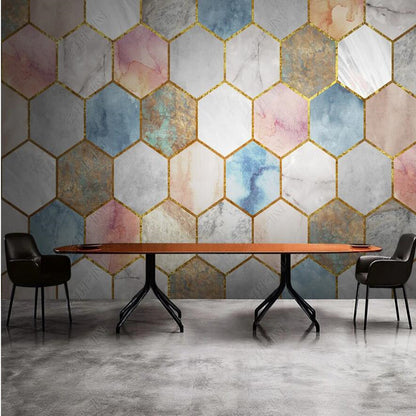 Original Modern Geometric Hexagons Wallpaper Wall Mural Home Decor