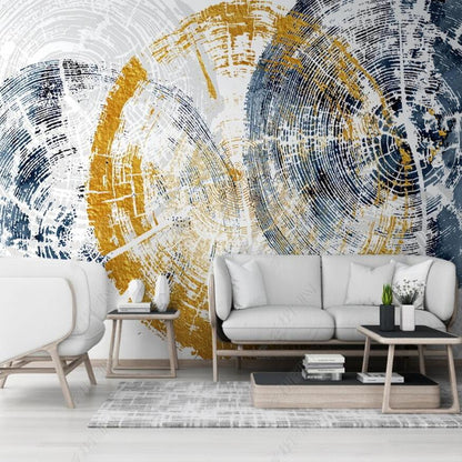 Original Nordic Minimalist Abstract Tree Ring Wood Grain Wallpaper Wall Mural