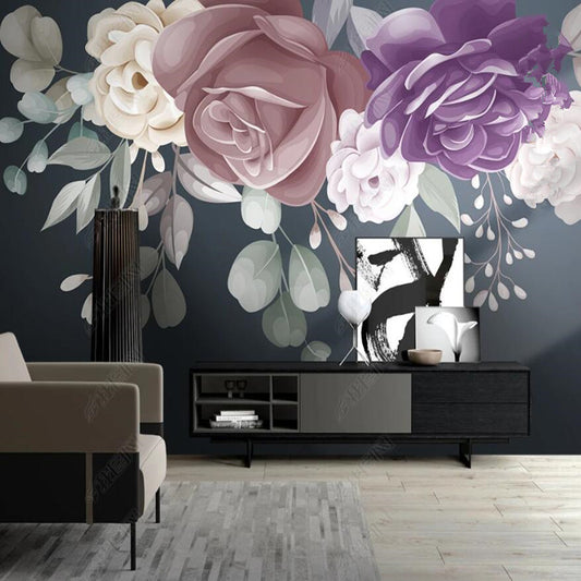 Watercolor Roses Flowers Floral Wallpaper Wall Mural Home Decor