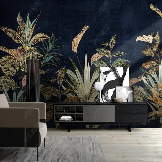 Tropical Plants Leaves Wallpaper Wall Mural Home Decor