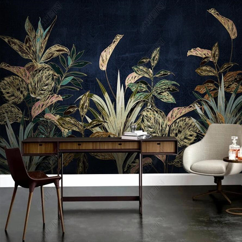 Tropical Plants Leaves Wallpaper Wall Mural Home Decor