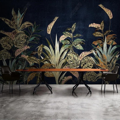 Tropical Plants Leaves Wallpaper Wall Mural Home Decor